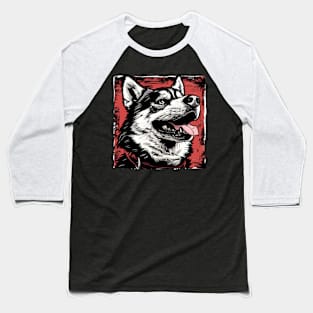 Retro Art Alaskan Malamute Dog Lover Baseball T-Shirt